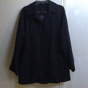 Classic London fog mid length trench rain coat dark navy size L